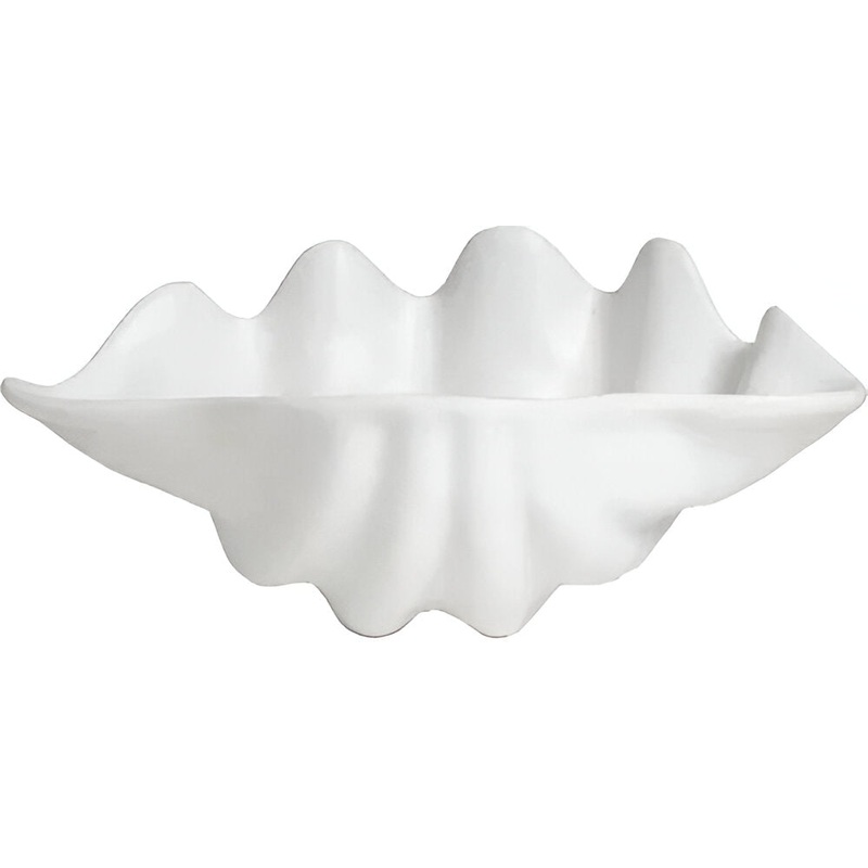 Bugambilia - Classic 13.5 Oz Medium White Shell Ceviche Shell Plate With Elegantly Textured - SC003WW