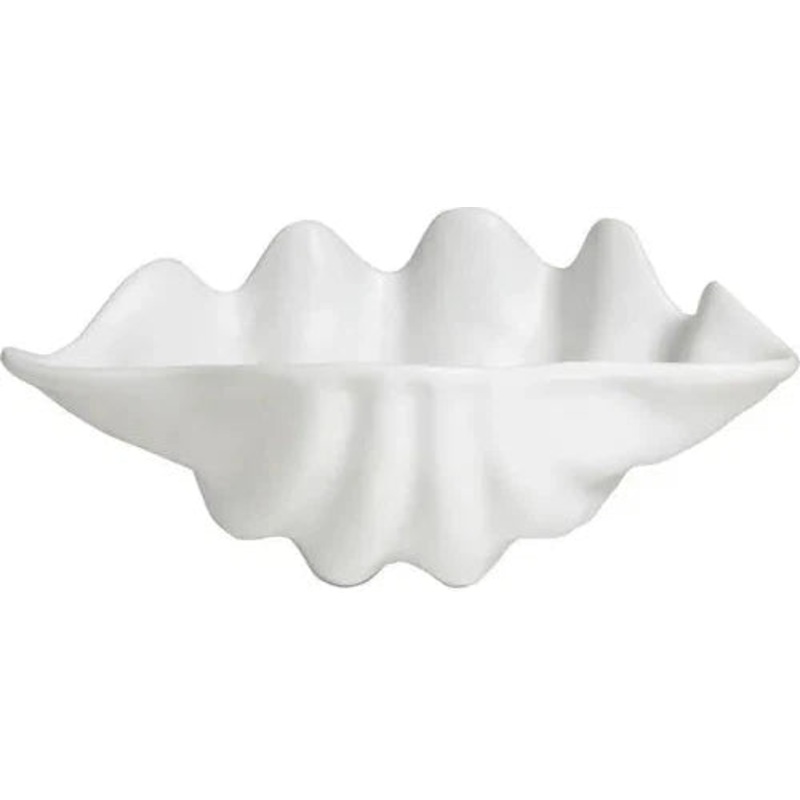Bugambilia - Classic 135.3 Oz Large White Shell Ceviche Shell Plate With Elegantly Textured - SC004WW