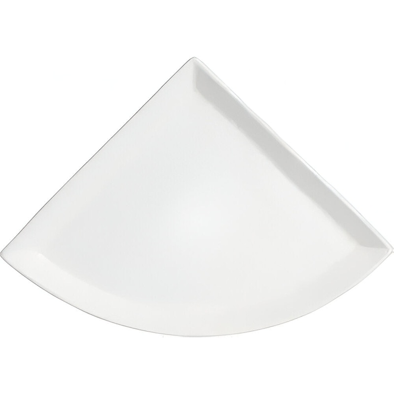 Bugambilia - Classic 17.30" Large White Quarter Moon Platter With Elegantly Textured - PM404WW