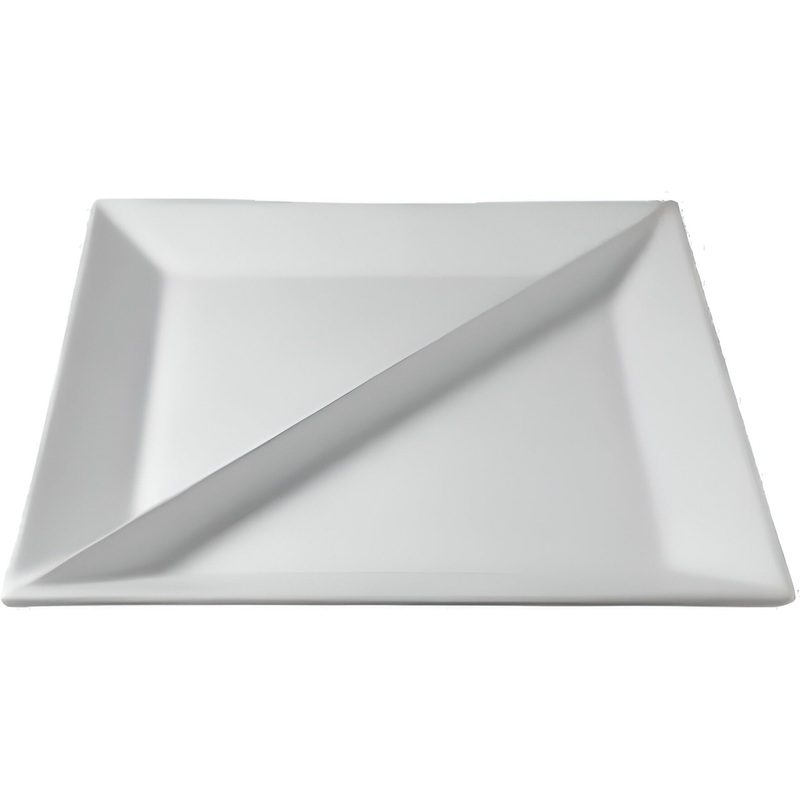 Bugambilia - Classic 17" White Square Divided Buffet Platter With Elegantly Textured - PS015WW