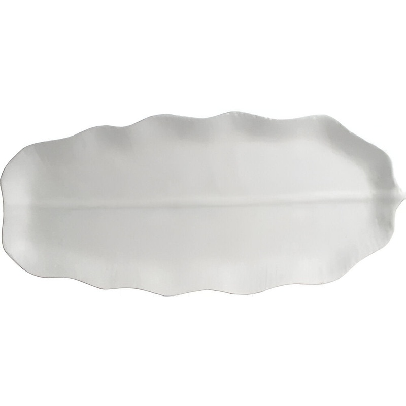 Bugambilia - Classic 19.41" Medium White Palm Platter With Elegantly Textured - PHP04WW