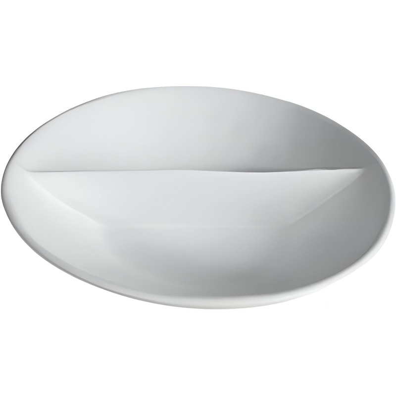 Bugambilia - Classic 3.2 Qt White Round Divided Platter With Elegantly Textured - PR014WW