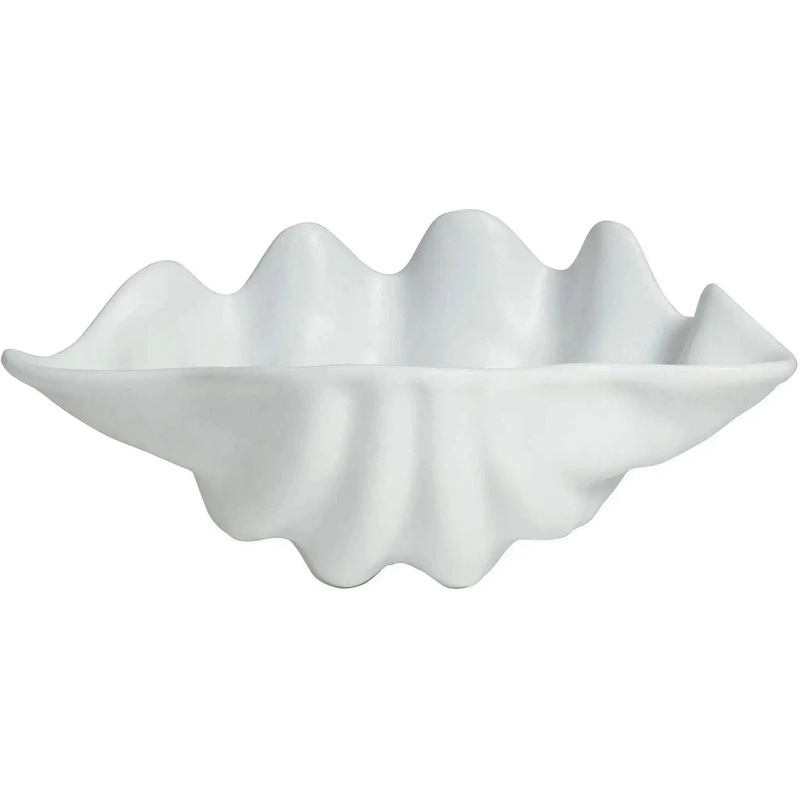 Bugambilia - Mod 10.1 Oz Small White Shell Ceviche Shell Plate With Glossy Smooth Finish - SC002-MOD-WW