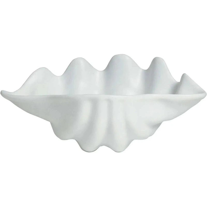 Bugambilia - Mod 13.5 Oz Medium White Shell Ceviche Shell Plate With Glossy Smooth Finish - SC003-MOD-WW