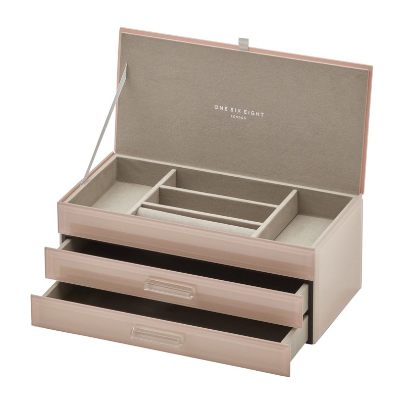 One Six Eight London Gabriella Jewellery Box with Drawers Blush Large