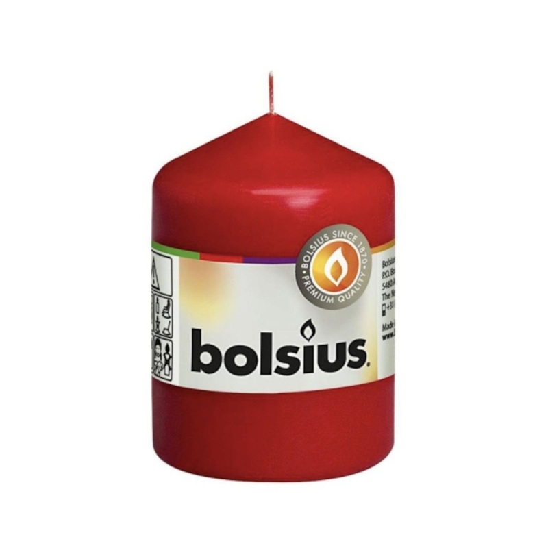 Bolsius Classic Pillar Candle Red 8x6cm