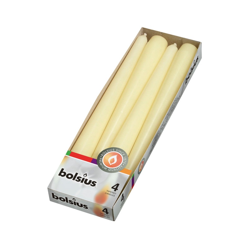 Bolsius Tapered Candles Ivory 24.5cm (Set of 4)