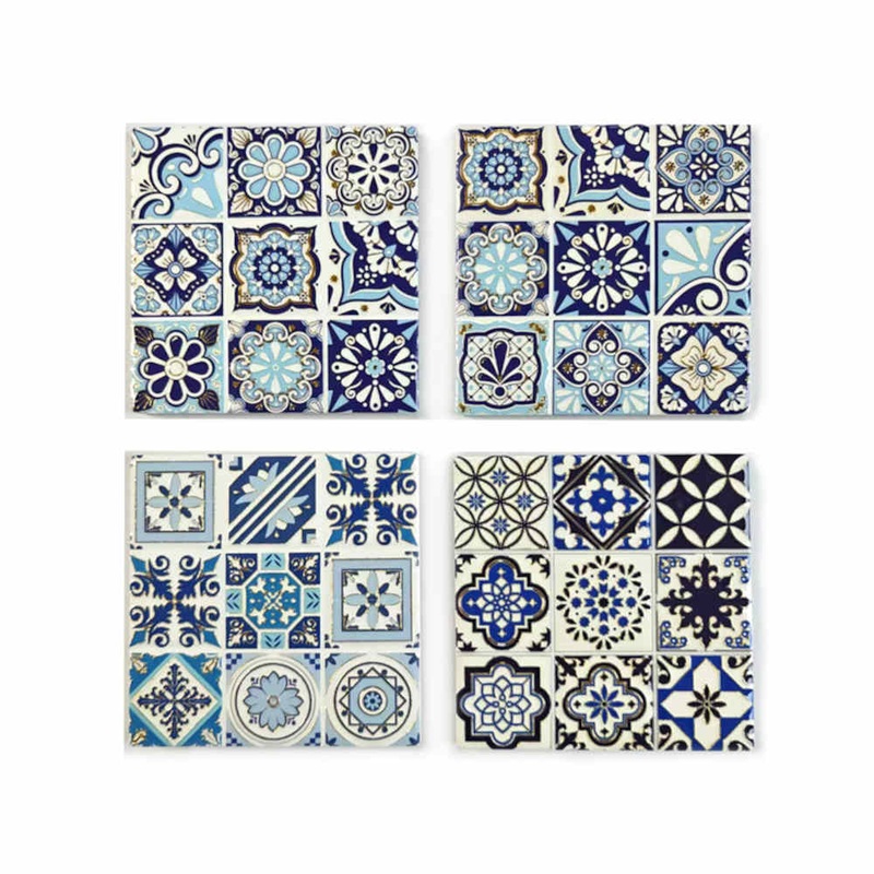 Swing Gifts Harlow Square Ceramic Coaster Blue (Set of 4)