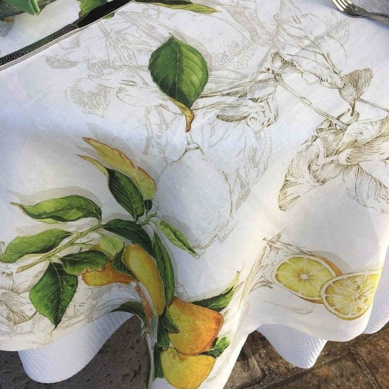Tessitura Toscana Telerie Limoncello Round Tablecloth 170cm