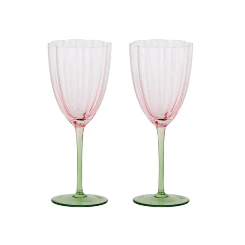 Coast to Coast Lotti Tulip Wine Glass Pink/Green 8x22cm