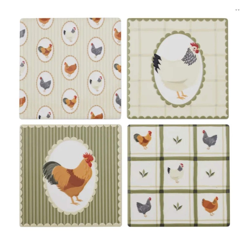 Henny Ceramic Coasters Olive 10cm (Set of 4)