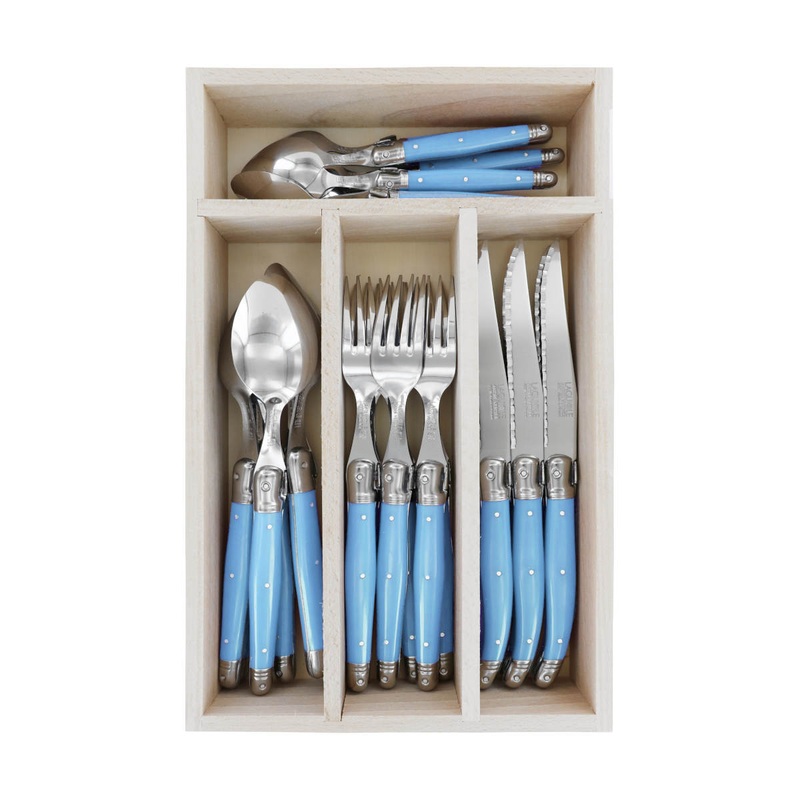 Laguiole Andre Verdier Debutant Cutlery Set Cornflower 24 Piece