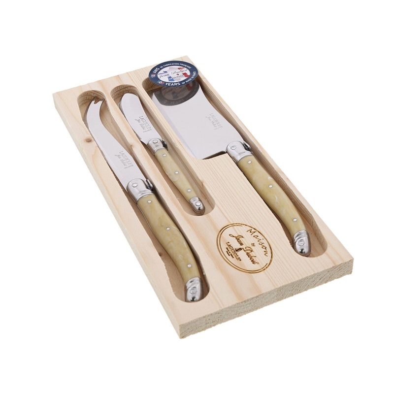 Laguiole Jean Dubost Deluxe Cheese Set Light Horn 3 Piece