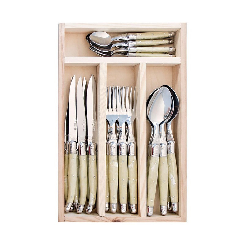 Laguiole Jean Dubost Deluxe Cutlery Set Light Horn 24 Piece