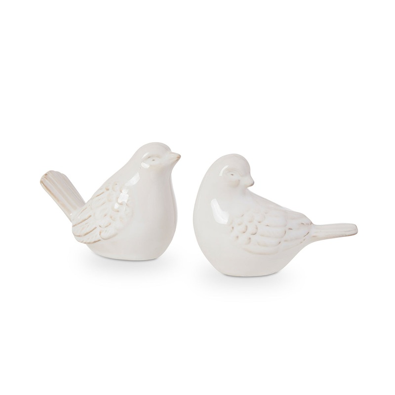 Madras Link Ceramic Bird Decor Cream Set of 2