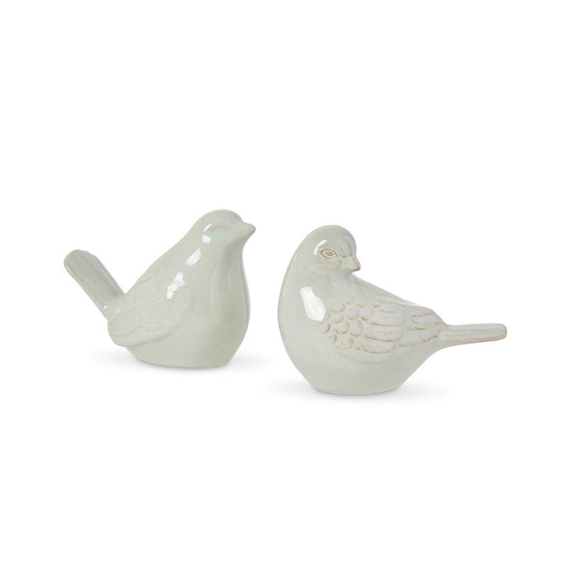 Madras Link Ceramic Bird Decor Light Green Set of 2