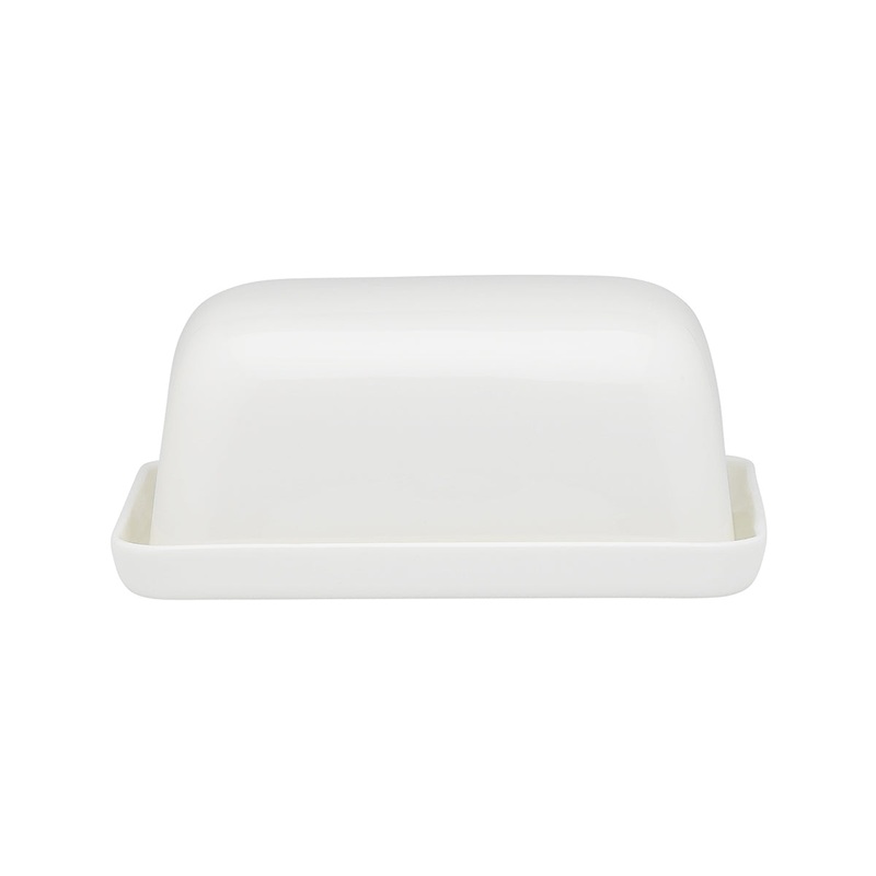 Ecology Canvas Butter Dish w/ Tray White 19 x 12.5cm
