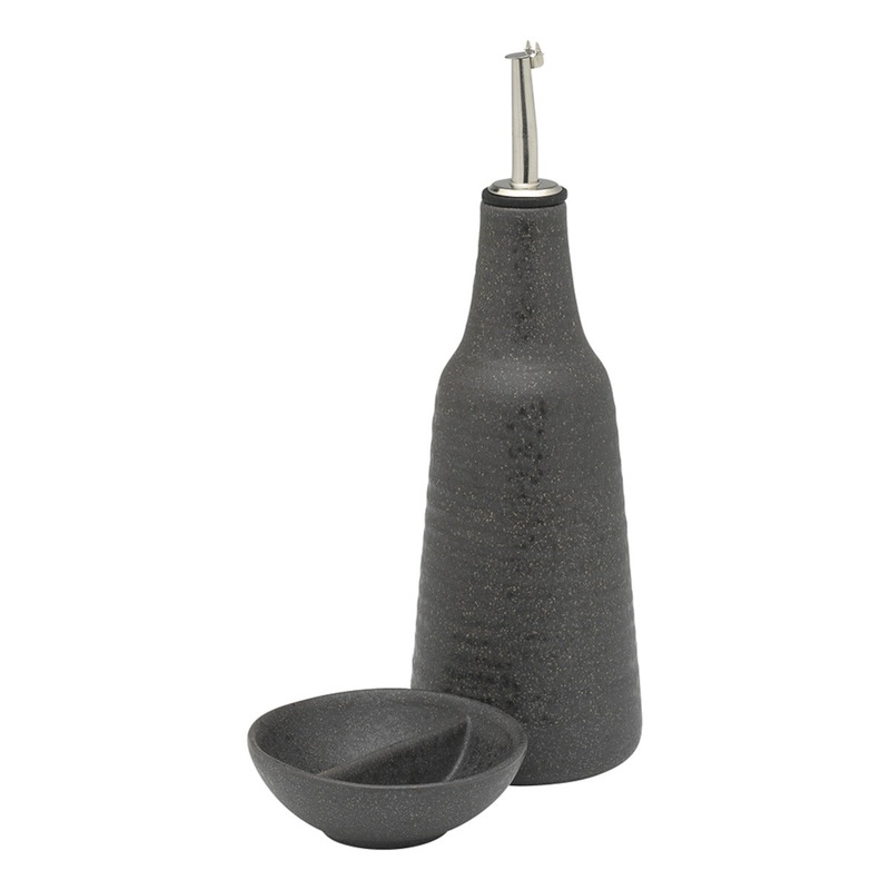 Ecology Ottawa Oil Bottle & Salt Dish Set Stone