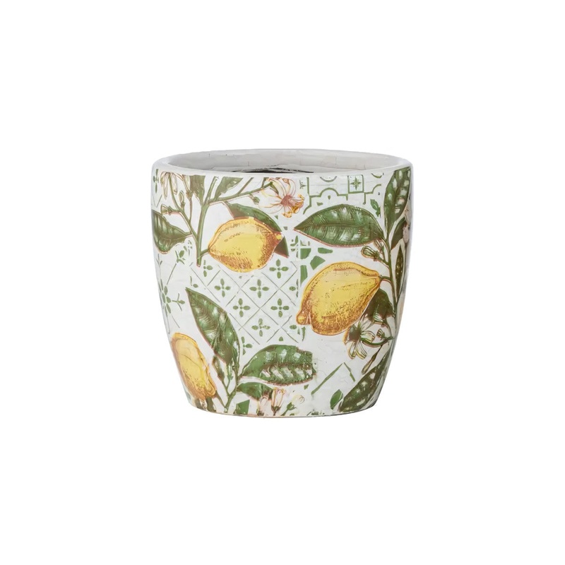 Limoni Ceramic Pot Green & Yellow Small 15 x 14.5cm