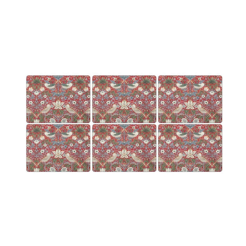 Pimpernel Strawberry Thief Placemats Red Set of 6
