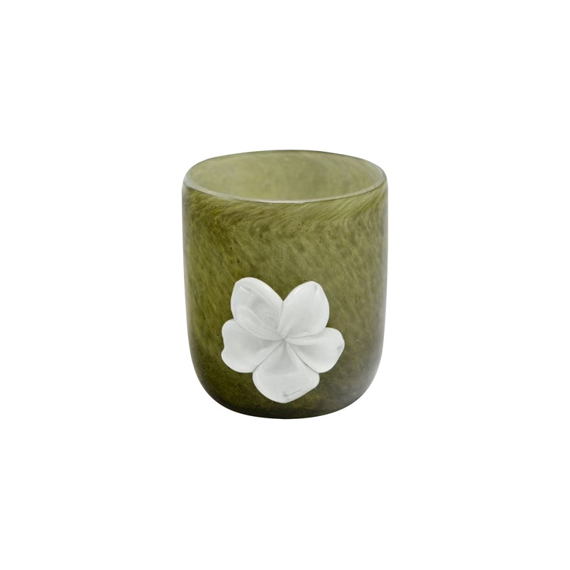 Pure Homewares Elisse Glass Flower Pot Large Green/White