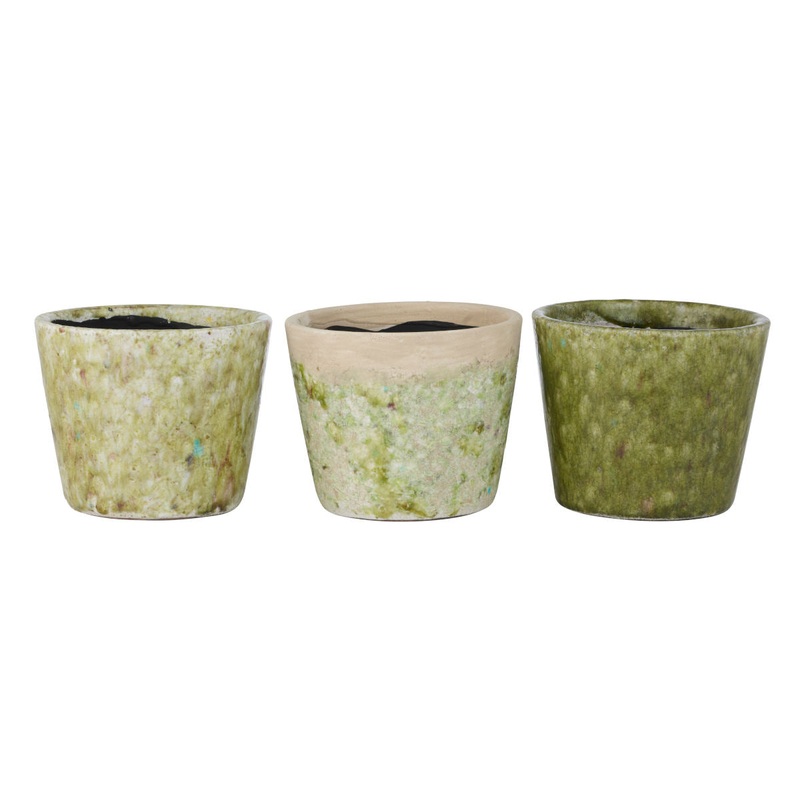 Triad Ceramic Pot Green Assorted 14 x 12cm (price per item)
