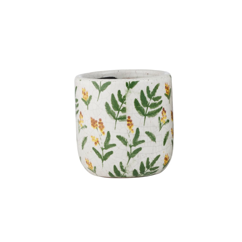 Wattle Ceramic Pot Green/Yellow 12.5cm