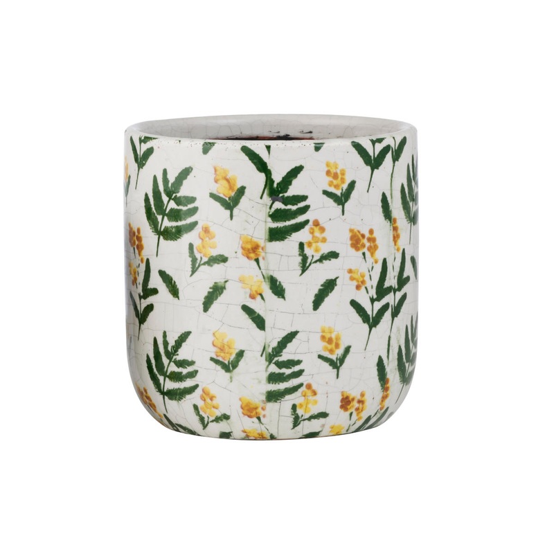 Wattle Ceramic Pot Green/Yellow 16.5cm