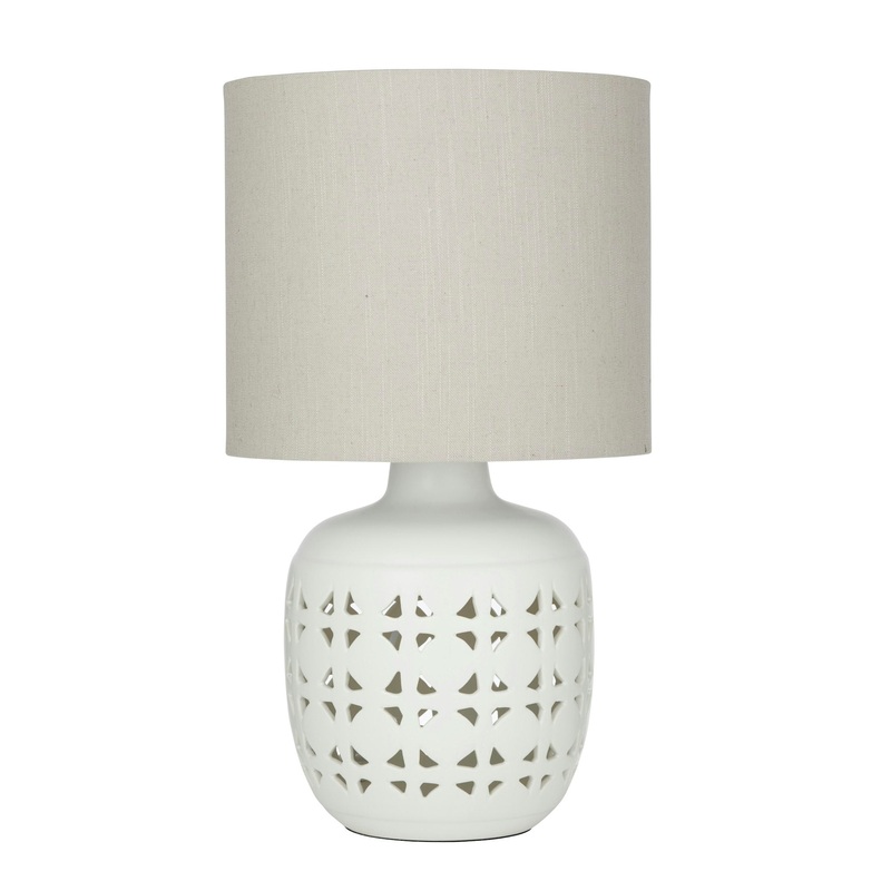 Amalfi Cassar Table Lamp White & Natural 30x30x55cm
