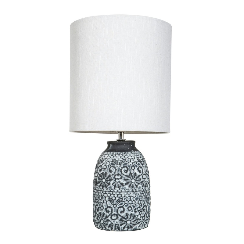 Amalfi Fleur Table Lamp Grey & White 24x24x47.5cm