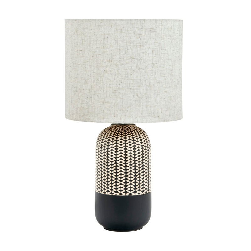 Amalfi River Table Lamp Black & Natural 30x30x55cm