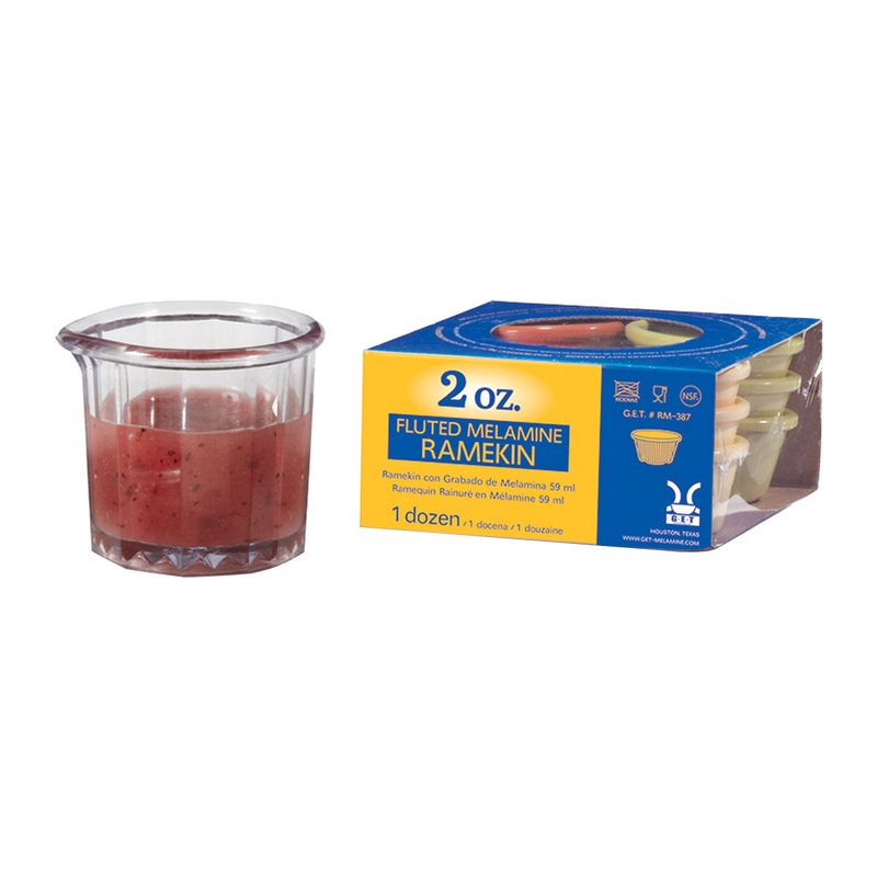 GET Melamine SP-SP-2000-CL Fluted Syrup & Cream Ramekin, Clear, 2 oz., Pack of 12