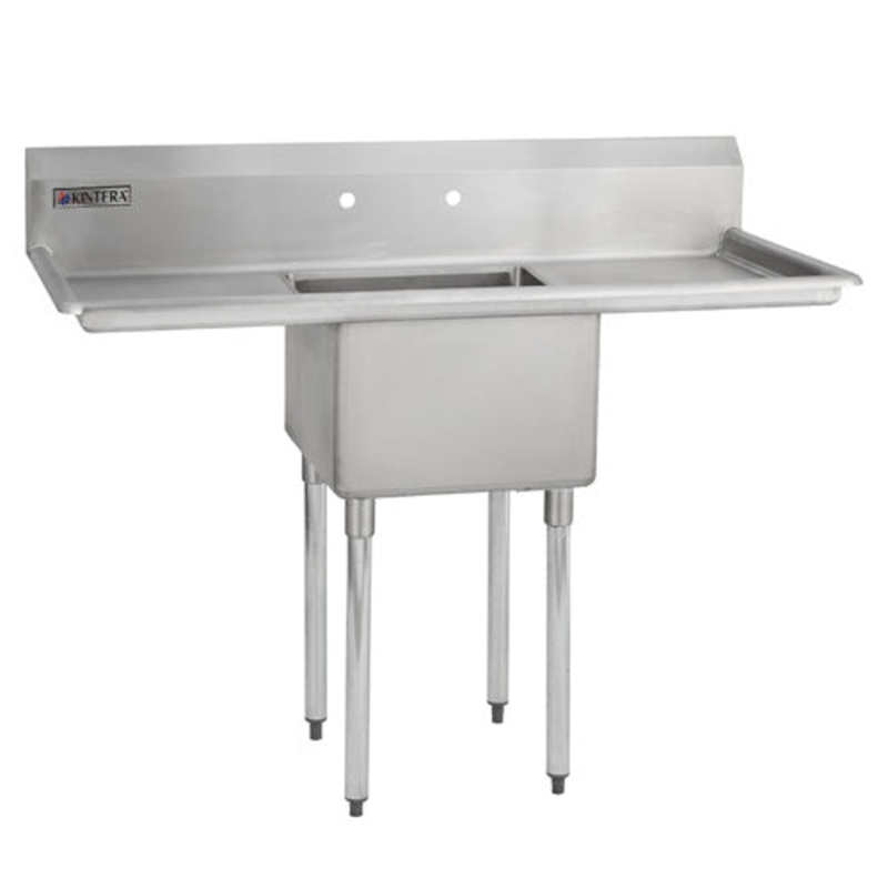 Kintera KES1C1818S-218 Stainless Steel Single Compartment Prep Sink w/ 2 Drain Boards, 54" x 24" x 43"
