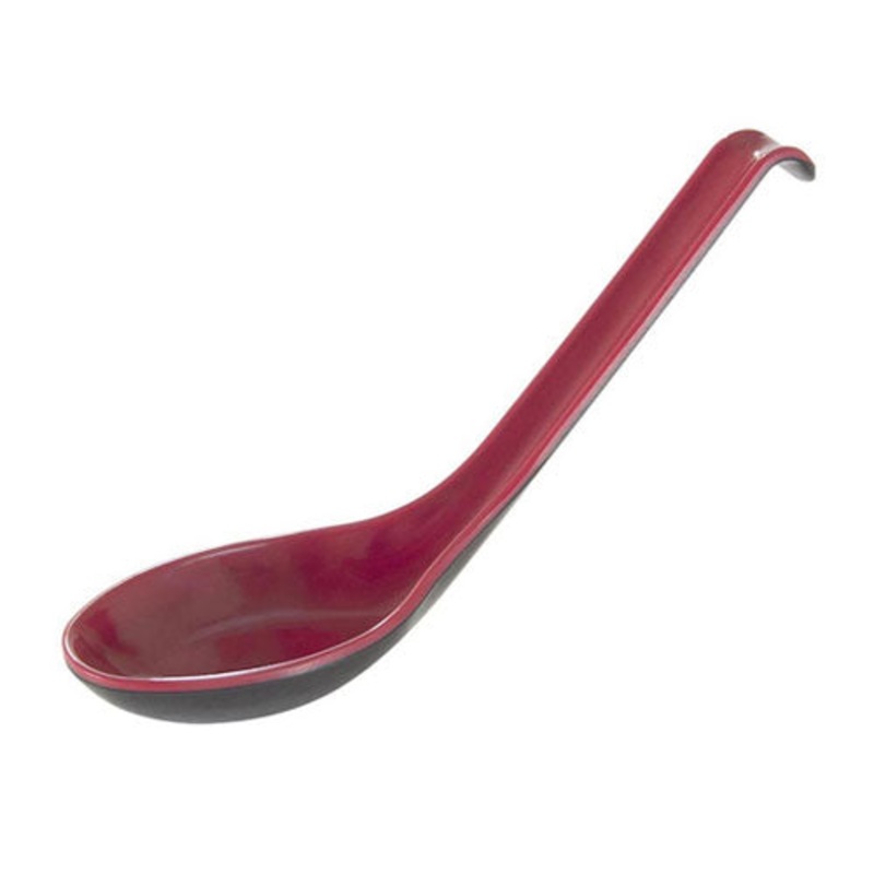 Thunder Group 7200JBR Melamine Soba / Rice Spoon, Red & Black, 5/8 oz.