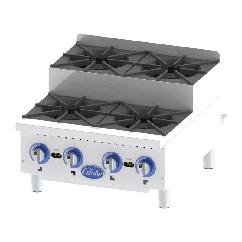 Globe GHPSU424G Countertop Gas Step-Up Hot Plate, 24"