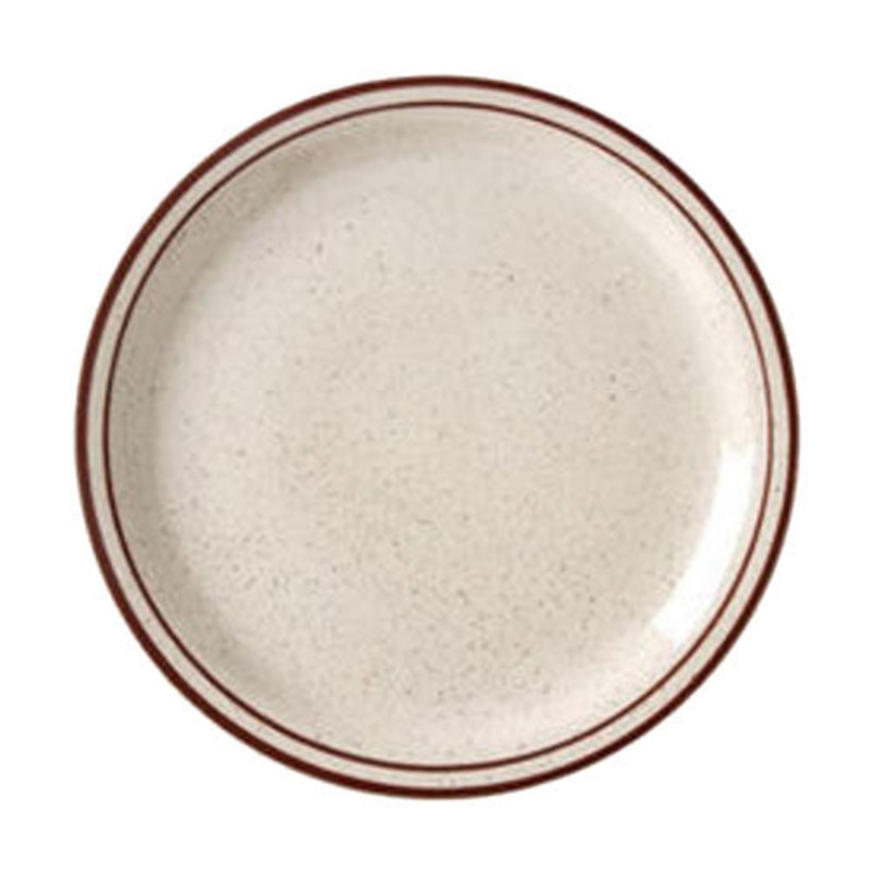 Vertex China CRV-7 Caravan Narrow Rim Plate, Brown Speckled, 7-1/4", Pack of 6