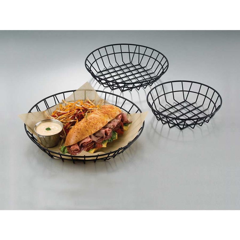 American Metalcraft WIB80 Round Wire Basket, Black, 8" x 2"