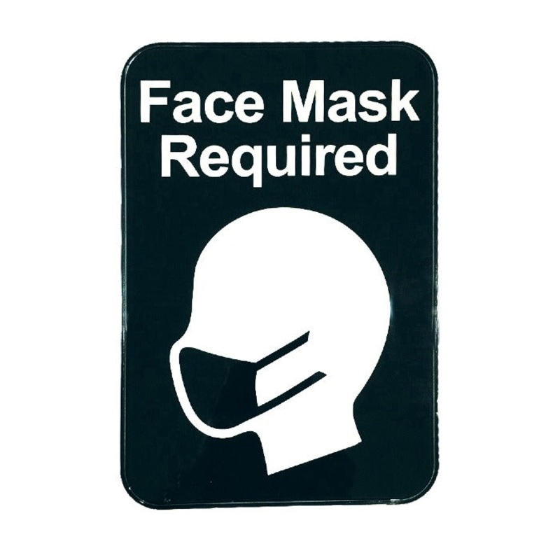 Tablecraft 10541 "Face Mask Required" Sign, Black, 6" x 9"