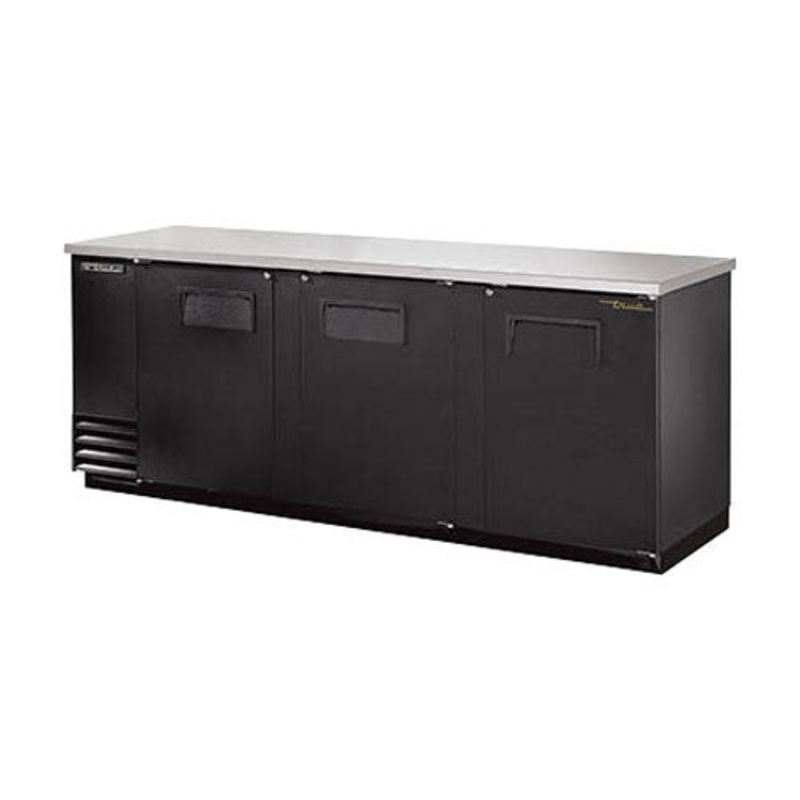 True TBB-4-HC Back Bar Cooler, 3 Door, Black, 90-3/8"