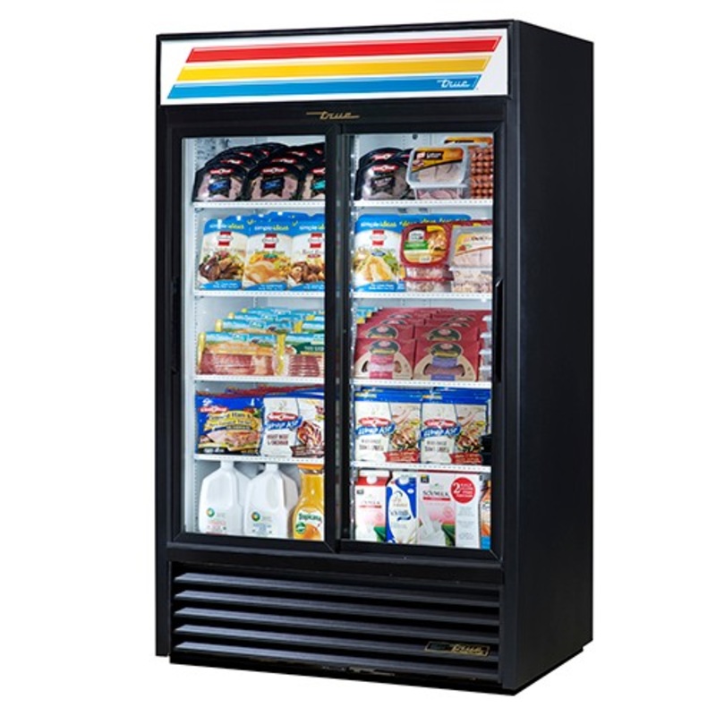 True GDM-41-HC-LD Glass Door Merchandiser,Refrigerator, 2 Sliding Doors, 47 1/8" Wide, Black