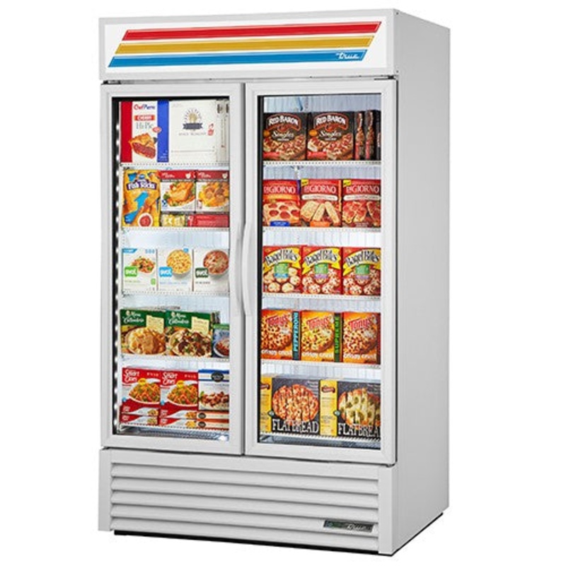 True GDM-43F-HCTSL01 Glass Door Merchandiser Freezer, 2 Section, Swing Doors, 47" Wide