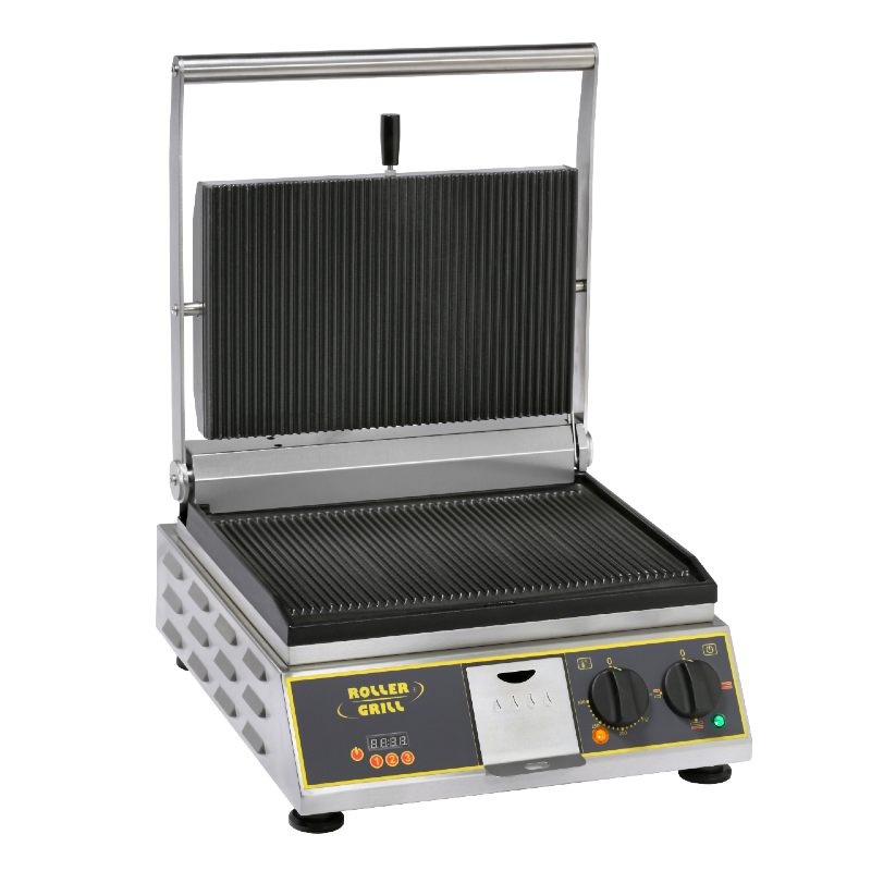 Equipex Panini Premium/1Panini Grill, Grooved Top & Grooved Bottom, 1750 watts