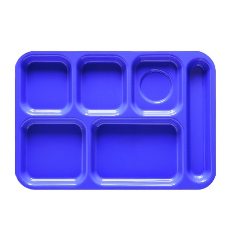 GET TR152PB Lunch Food Tray, Right Hand Configuration with 6 Compartments, 14 1/2" x 10", Peacock Blue