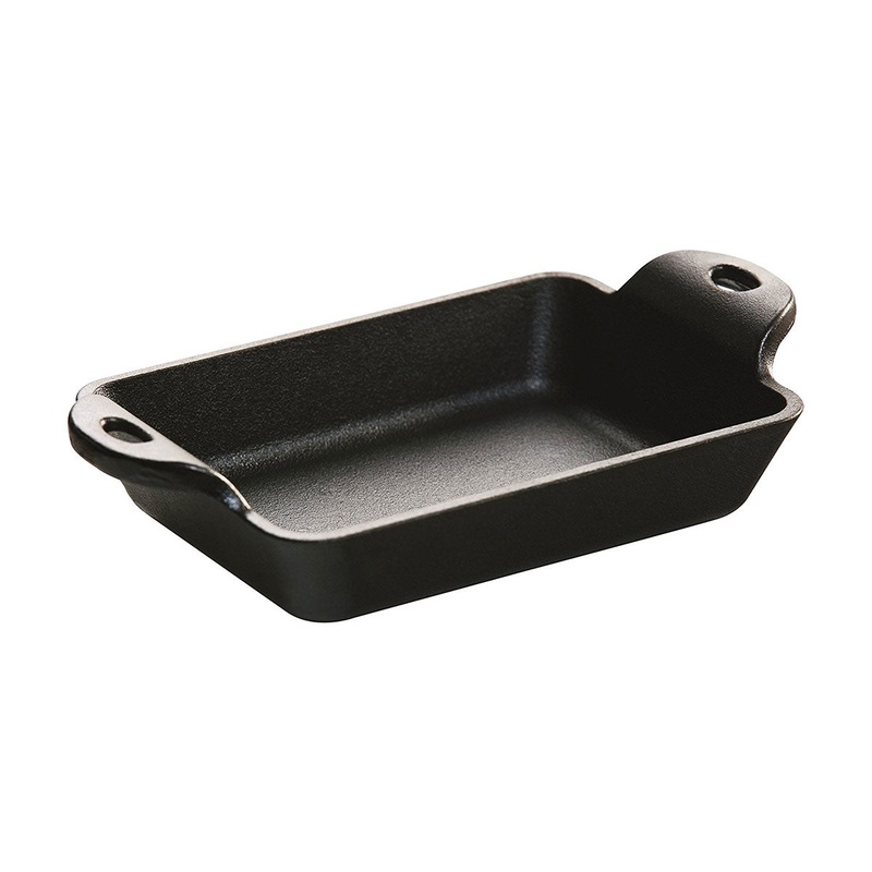 Lodge HMSRC Heat-Treated Rectangular Cast Iron Mini Server, Seasoned, 10 oz.