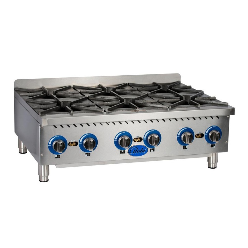 Globe GHP36G Six Burner HotPlate w/ Cast Iron Grates, 36"