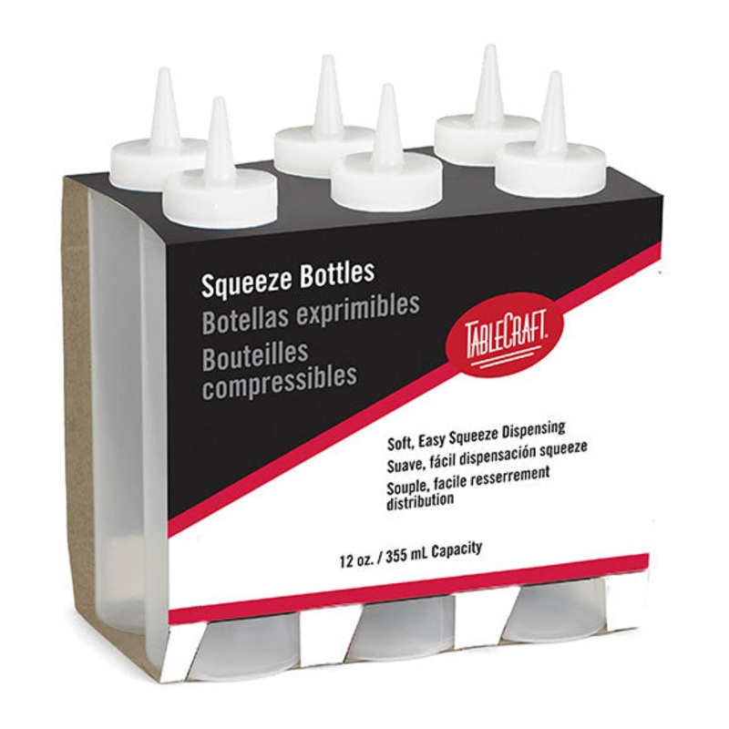 Tablecraft C112C Wide Mouth Squeeze Bottle, 12 oz., Pack of 6