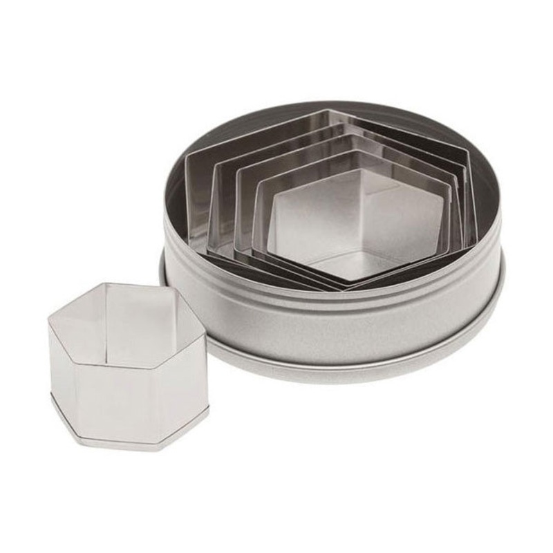 Ateco 5251 6-Piece Plain Hexagon Cutter Set