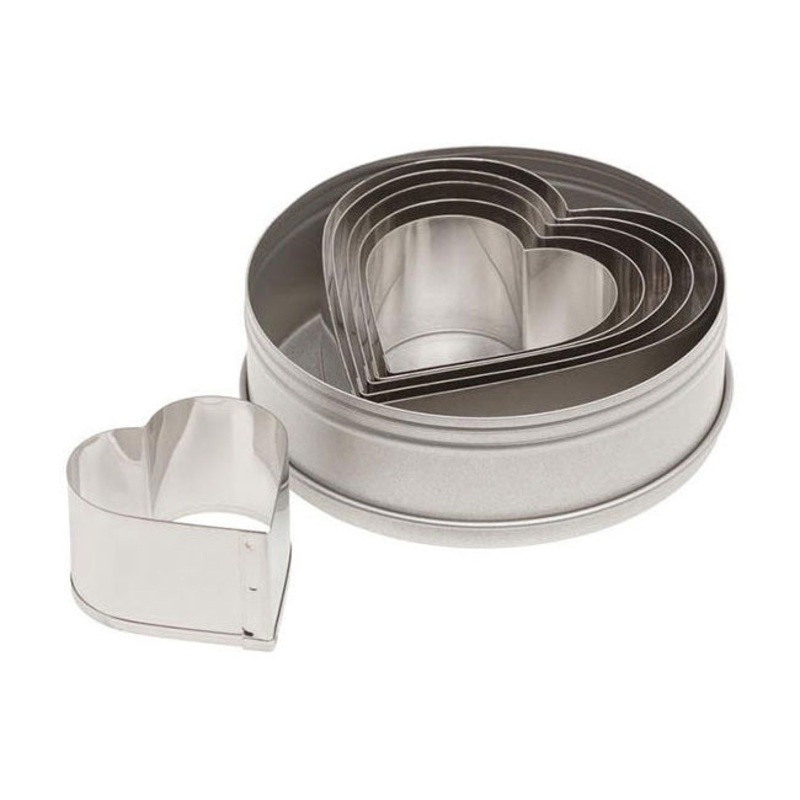 Ateco 7804 6-Piece Plain Heart Cutter Set