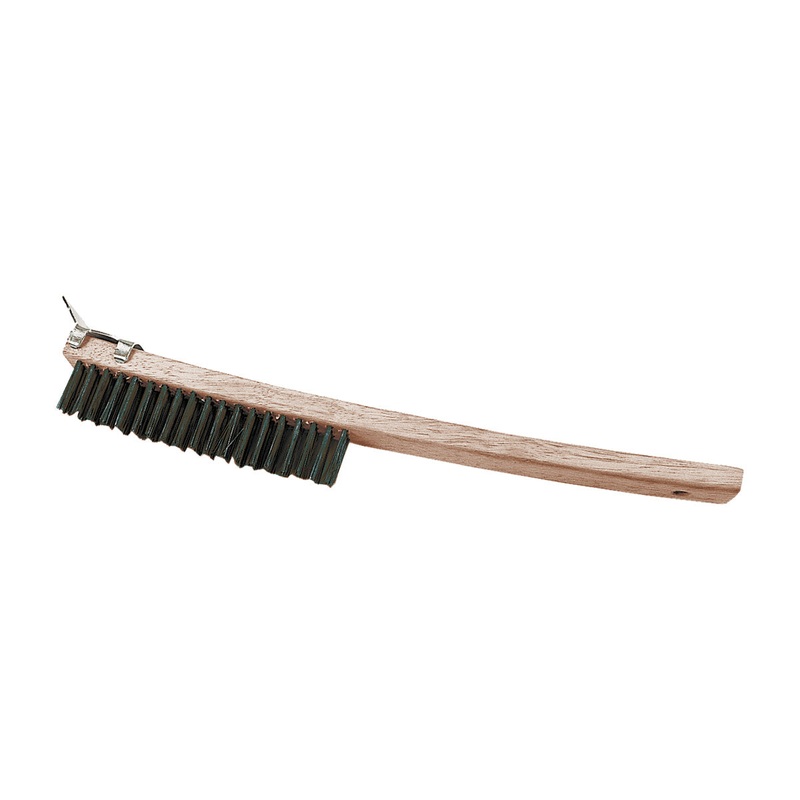 Wire Brush w/ Scraper, 13.5" Wood Handle