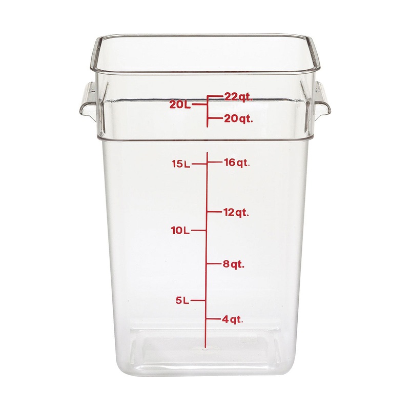 Culinary Essentials by Cambro 22SFSCW135 CamSquare Camwear Storage Container, Clear, 22 qt.